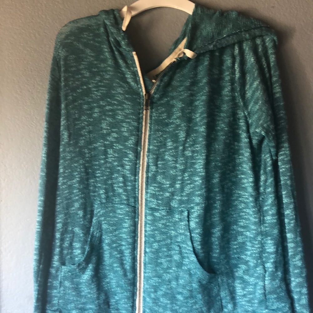 Large Women’s Mudd Zipper up teal sweater